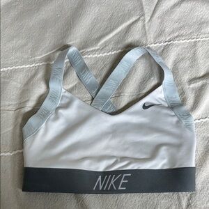 Nike White and Gray Sports Bra